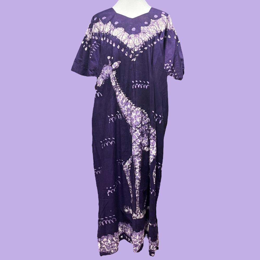 Fair Trade Federation Purple Giraffe MuuMuu Dress